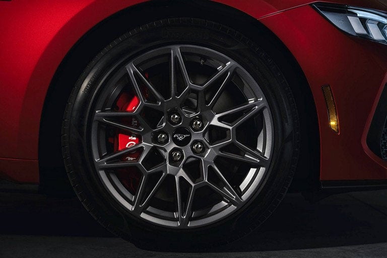 2024 Ford Mustang® model with a close-up of a wheel and brake caliper | Covert Ford in Austin TX